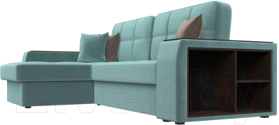Диван угловой Лига Диванов Брюссель левый / 110648L (велюр бирюзовый)