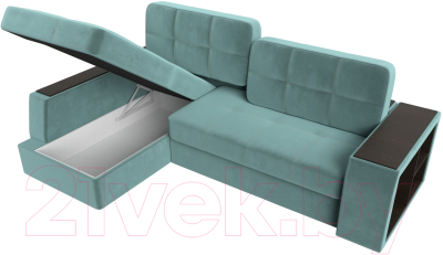 Диван угловой Лига Диванов Брюссель левый / 110648L (велюр бирюзовый)