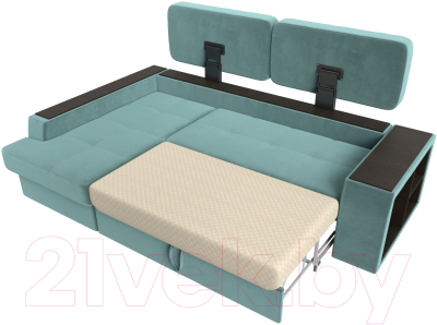 Диван угловой Лига Диванов Брюссель левый / 110648L (велюр бирюзовый)
