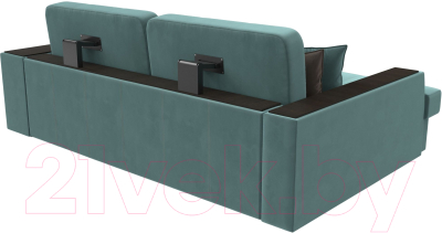 Диван угловой Лига Диванов Брюссель левый / 110648L (велюр бирюзовый)