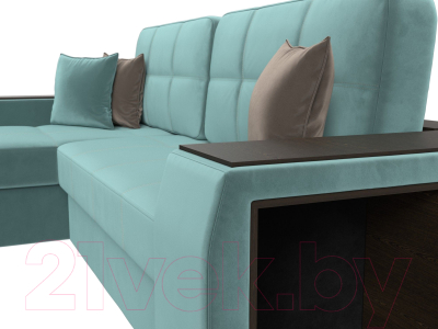 Диван угловой Лига Диванов Брюссель левый / 110648L (велюр бирюзовый)