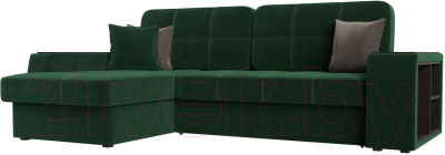 Диван угловой Лига Диванов Брюссель левый / 110650L (велюр зеленый) - фото