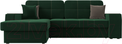 Диван угловой Лига Диванов Брюссель левый / 110650L (велюр зеленый)