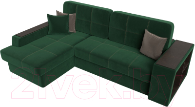 Диван угловой Лига Диванов Брюссель левый / 110650L (велюр зеленый)