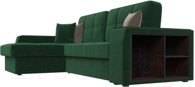 Диван угловой Лига Диванов Брюссель левый / 110650L (велюр зеленый)