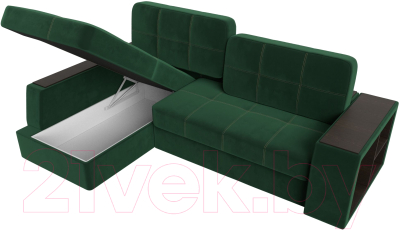 Диван угловой Лига Диванов Брюссель левый / 110650L (велюр зеленый)