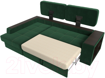 Диван угловой Лига Диванов Брюссель левый / 110650L (велюр зеленый)
