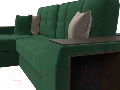 Диван угловой Лига Диванов Брюссель левый / 110650L (велюр зеленый)
