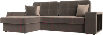 Диван угловой Лига Диванов Брюссель левый / 110651L (велюр коричневый) - фото