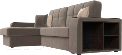 Диван угловой Лига Диванов Брюссель левый / 110651L (велюр коричневый)