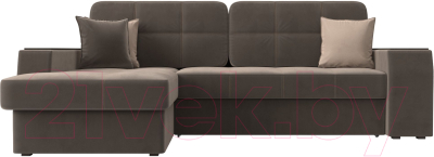 Диван угловой Лига Диванов Брюссель левый / 110651L (велюр коричневый)