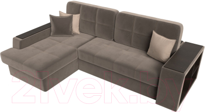 Диван угловой Лига Диванов Брюссель левый / 110651L (велюр коричневый)