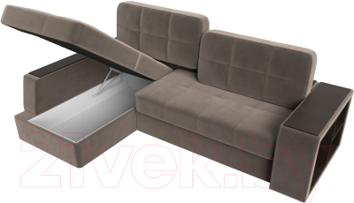 Диван угловой Лига Диванов Брюссель левый / 110651L (велюр коричневый)