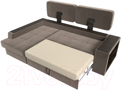 Диван угловой Лига Диванов Брюссель левый / 110651L (велюр коричневый)