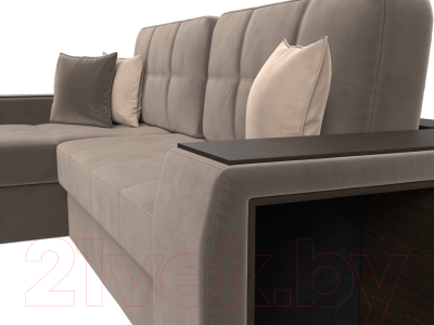 Диван угловой Лига Диванов Брюссель левый / 110651L (велюр коричневый)