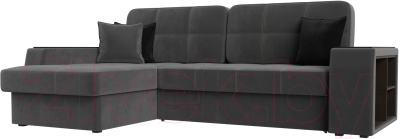 Диван угловой Лига Диванов Брюссель левый / 110652L (велюр серый) - фото