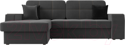 Диван угловой Лига Диванов Брюссель левый / 110652L (велюр серый)