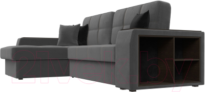 Диван угловой Лига Диванов Брюссель левый / 110652L (велюр серый)