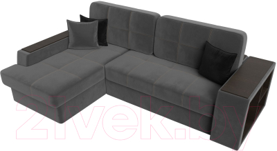 Диван угловой Лига Диванов Брюссель левый / 110652L (велюр серый)