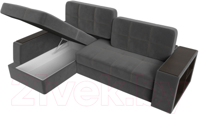 Диван угловой Лига Диванов Брюссель левый / 110652L (велюр серый)