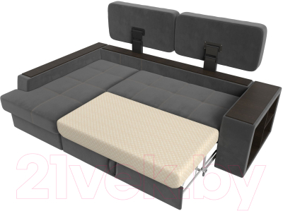 Диван угловой Лига Диванов Брюссель левый / 110652L (велюр серый)