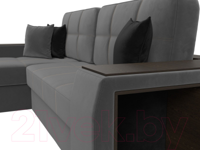 Диван угловой Лига Диванов Брюссель левый / 110652L (велюр серый)