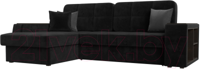 Диван угловой Лига Диванов Брюссель левый / 110654L (велюр черный) - фото