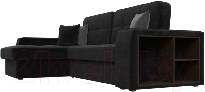 Диван угловой Лига Диванов Брюссель левый / 110654L (велюр черный)