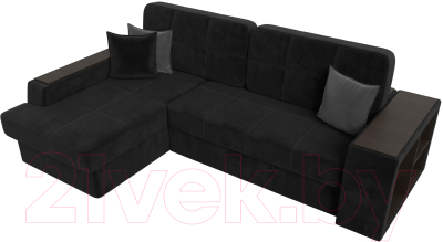 Диван угловой Лига Диванов Брюссель левый / 110654L (велюр черный)