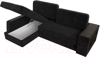 Диван угловой Лига Диванов Брюссель левый / 110654L (велюр черный)