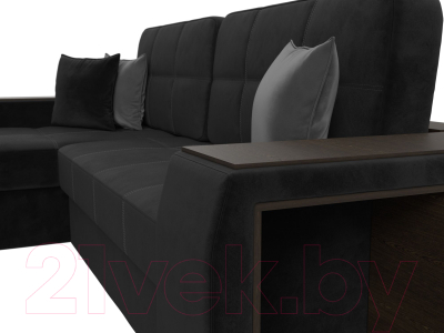 Диван угловой Лига Диванов Брюссель левый / 110654L (велюр черный)