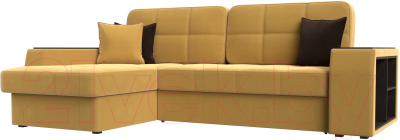 Диван угловой Лига Диванов Брюссель левый / 110655L (микровельвет желтый) - фото