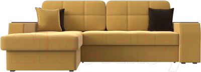 Диван угловой Лига Диванов Брюссель левый / 110655L (микровельвет желтый)