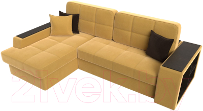Диван угловой Лига Диванов Брюссель левый / 110655L (микровельвет желтый)