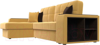 Диван угловой Лига Диванов Брюссель левый / 110655L (микровельвет желтый)