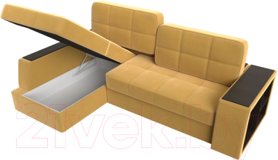Диван угловой Лига Диванов Брюссель левый / 110655L (микровельвет желтый)