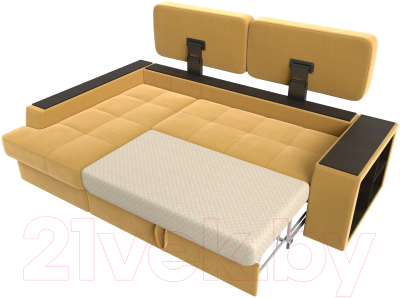 Диван угловой Лига Диванов Брюссель левый / 110655L (микровельвет желтый)