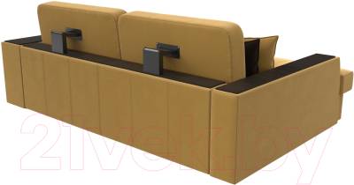 Диван угловой Лига Диванов Брюссель левый / 110655L (микровельвет желтый)