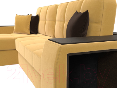 Диван угловой Лига Диванов Брюссель левый / 110655L (микровельвет желтый)