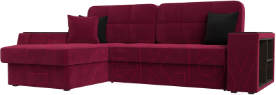 Диван угловой Лига Диванов Брюссель левый / 110658L (микровельвет бордовый) - фото