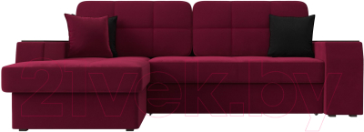 Диван угловой Лига Диванов Брюссель левый / 110658L (микровельвет бордовый)