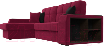 Диван угловой Лига Диванов Брюссель левый / 110658L (микровельвет бордовый)