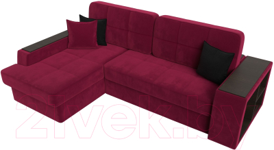 Диван угловой Лига Диванов Брюссель левый / 110658L (микровельвет бордовый)
