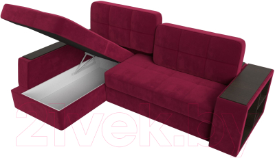 Диван угловой Лига Диванов Брюссель левый / 110658L (микровельвет бордовый)