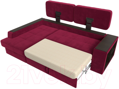 Диван угловой Лига Диванов Брюссель левый / 110658L (микровельвет бордовый)