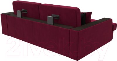 Диван угловой Лига Диванов Брюссель левый / 110658L (микровельвет бордовый)
