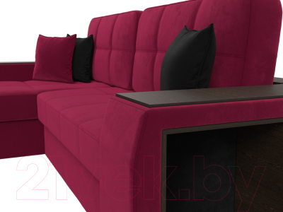 Диван угловой Лига Диванов Брюссель левый / 110658L (микровельвет бордовый)