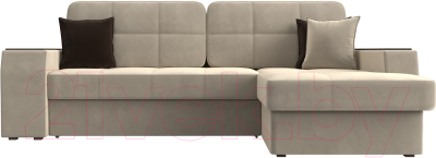 Диван угловой Лига Диванов Брюссель правый / 29386 (микровельвет бежевый)