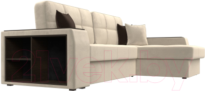 Диван угловой Лига Диванов Брюссель правый / 29386 (микровельвет бежевый)