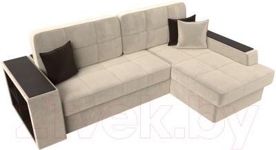 Диван угловой Лига Диванов Брюссель правый / 29386 (микровельвет бежевый)